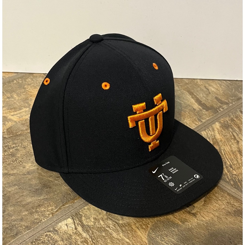 Nike Pro Cap Men 7 5/8 Black NWT Tennessee UT Dri-FIT Fitted Hat Flat Bill - Picture 3 of 6